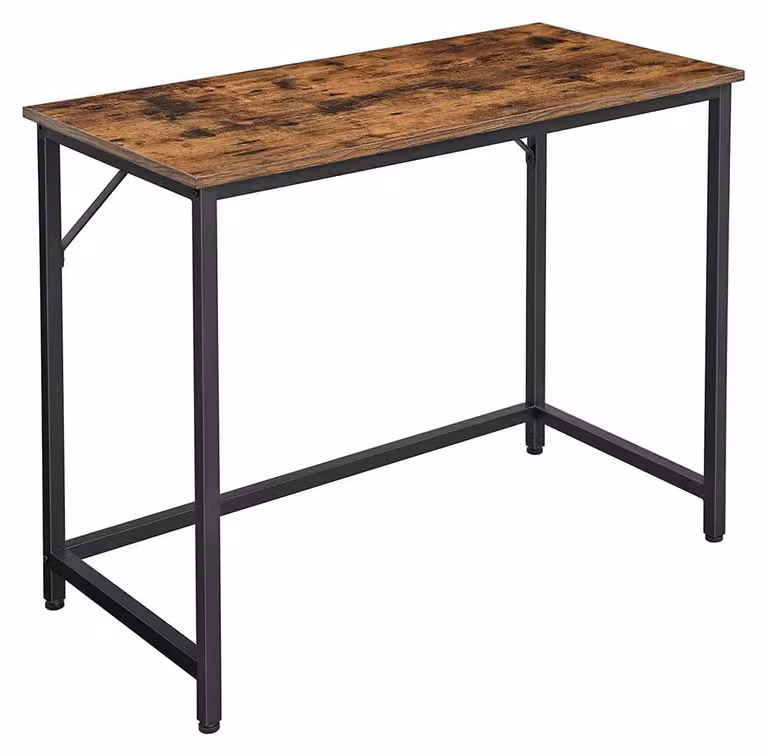 Scrivania vintage, colore marrone e nero - Pannello truciolare - Acciaio - 50 kg - 100 x 50 x 75 cm