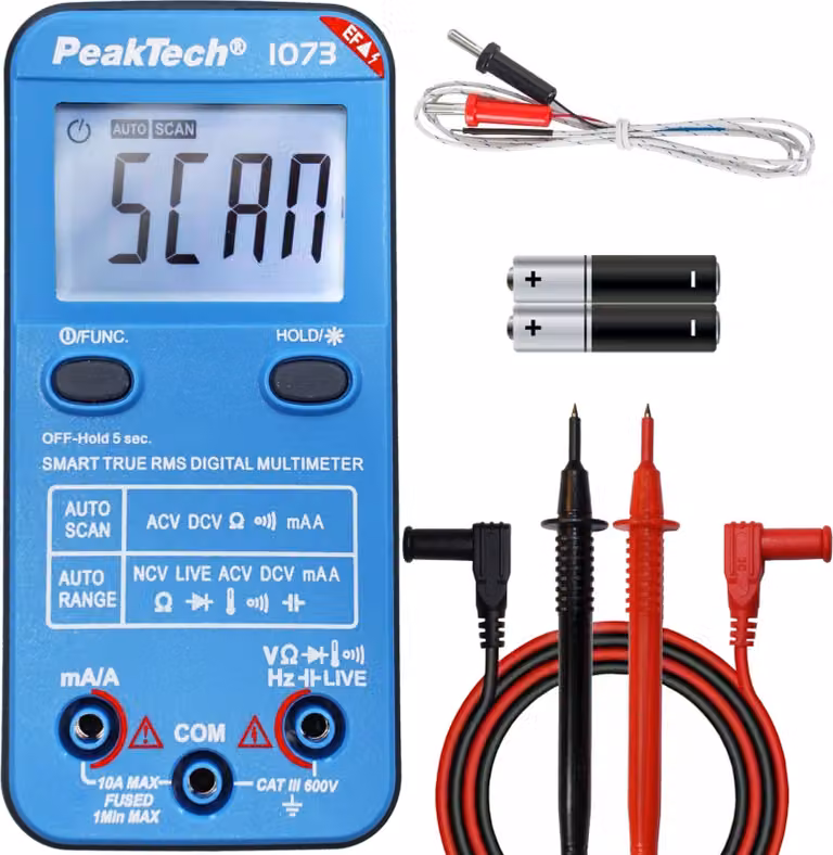 Multimetro intelligente PeakTech P 1073 600V AC/DC con NCV e test sotto tensione