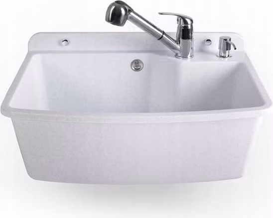 ADGO® Lavabo bianco Rubinetto con tubo flessibile estraibile Dosatore di sapone