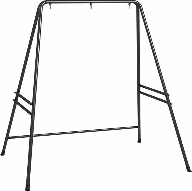 Outsunny Supporto per Amaca e Poltrona a Uovo in Acciaio con Gambe ad A e Agganci Singoli e Doppi, Nero, L: 143 cm, P: 178 cm, H: 180 cm