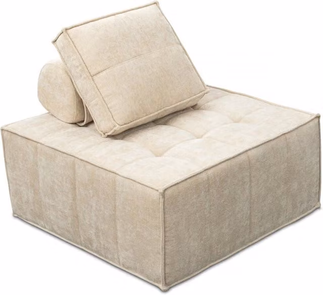 Poltrona moderna in velluto beige con seduta a vasca L/P/H: 96 x 100 x 89 cm – 1