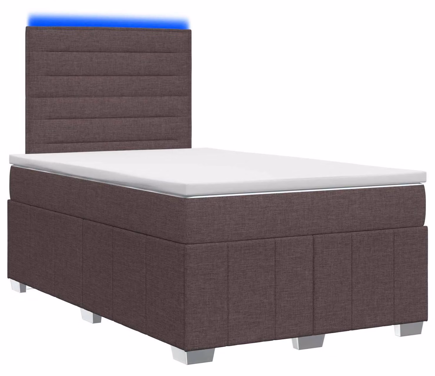 Letto boxspring LED con materasso marrone scuro 120 x 190 cm tessuto