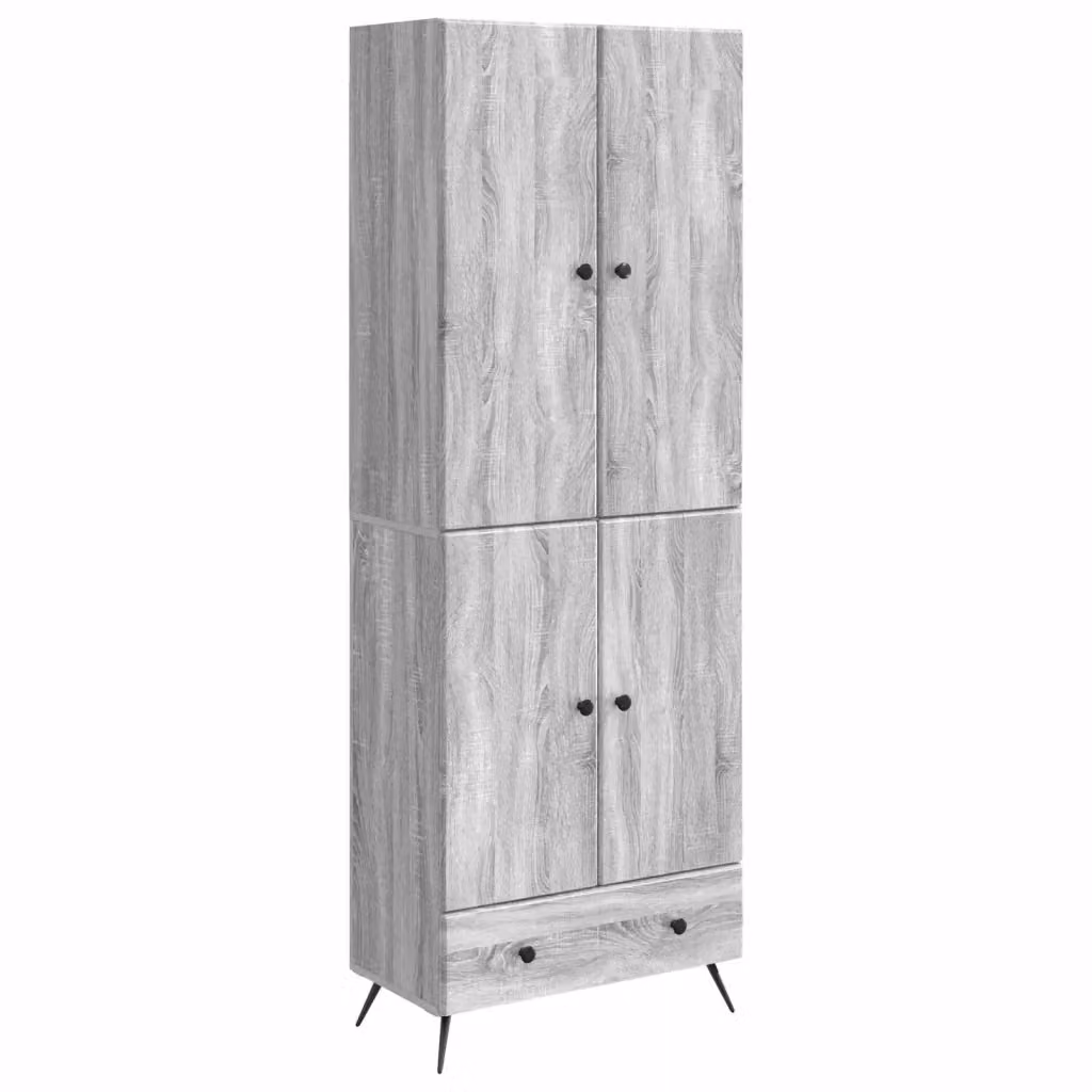 Set di 2 armadi moderni vidaXL in MDF grigio con illuminazione integrata e cassetti interni – 2