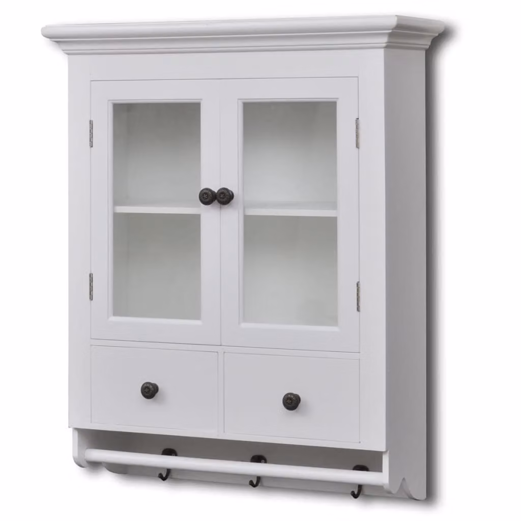 Pensile da cucina con anta in vetro legno bianco
