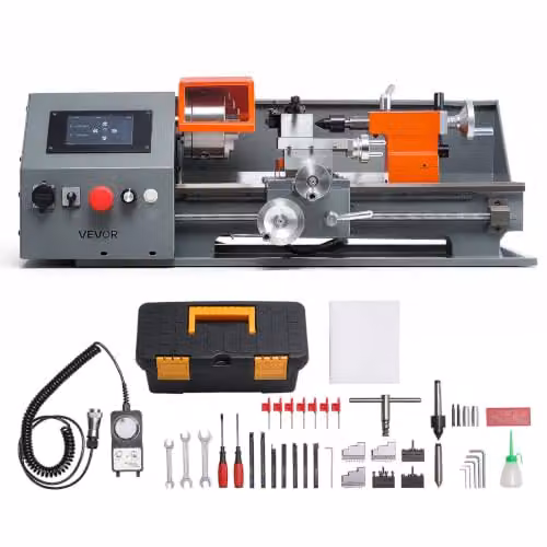 VEVOR Tornio per Metalli Motore 1100 W Tornio CNC da Banco 220 x 400 mm