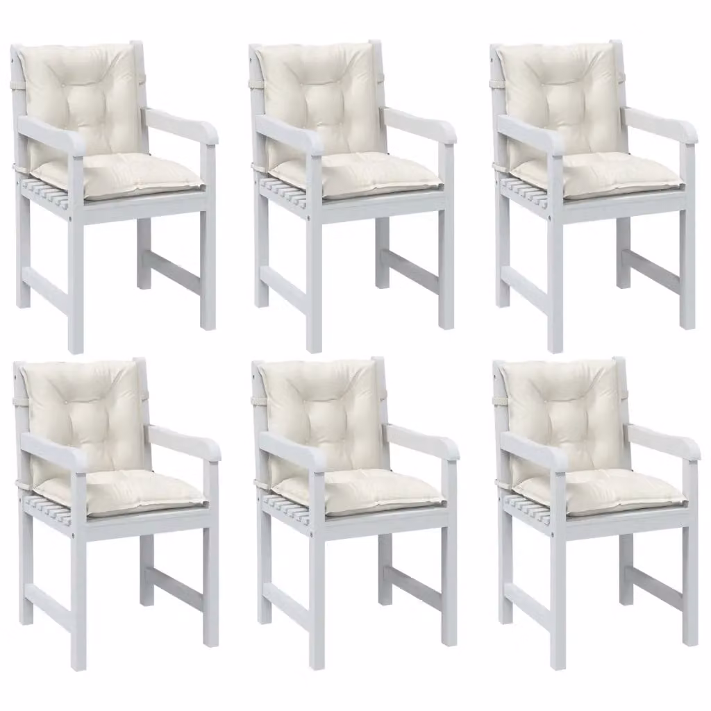 Set di 6 cuscini per sedia vidaXL in tessuto resistente ai raggi UV e antiscivolo, colore beige e bianco, L 100 cm x P 50 cm x H 7 cm