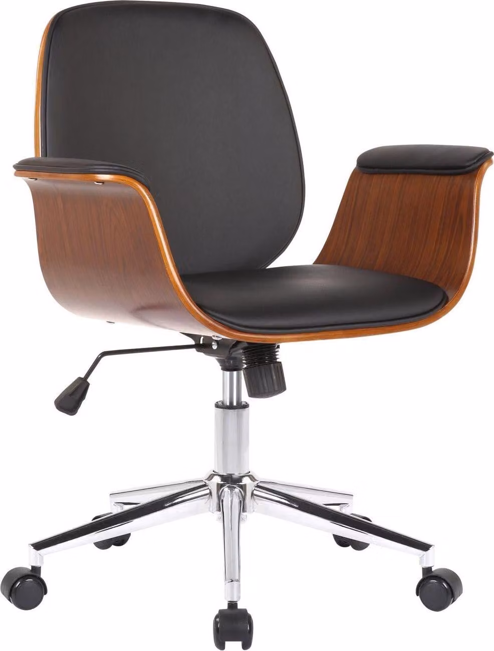 Sedia girevole ergonomica - sedia da ufficio - Pelle finta, facile da pulire, posizione di seduta confortevole | colore: noce/nero