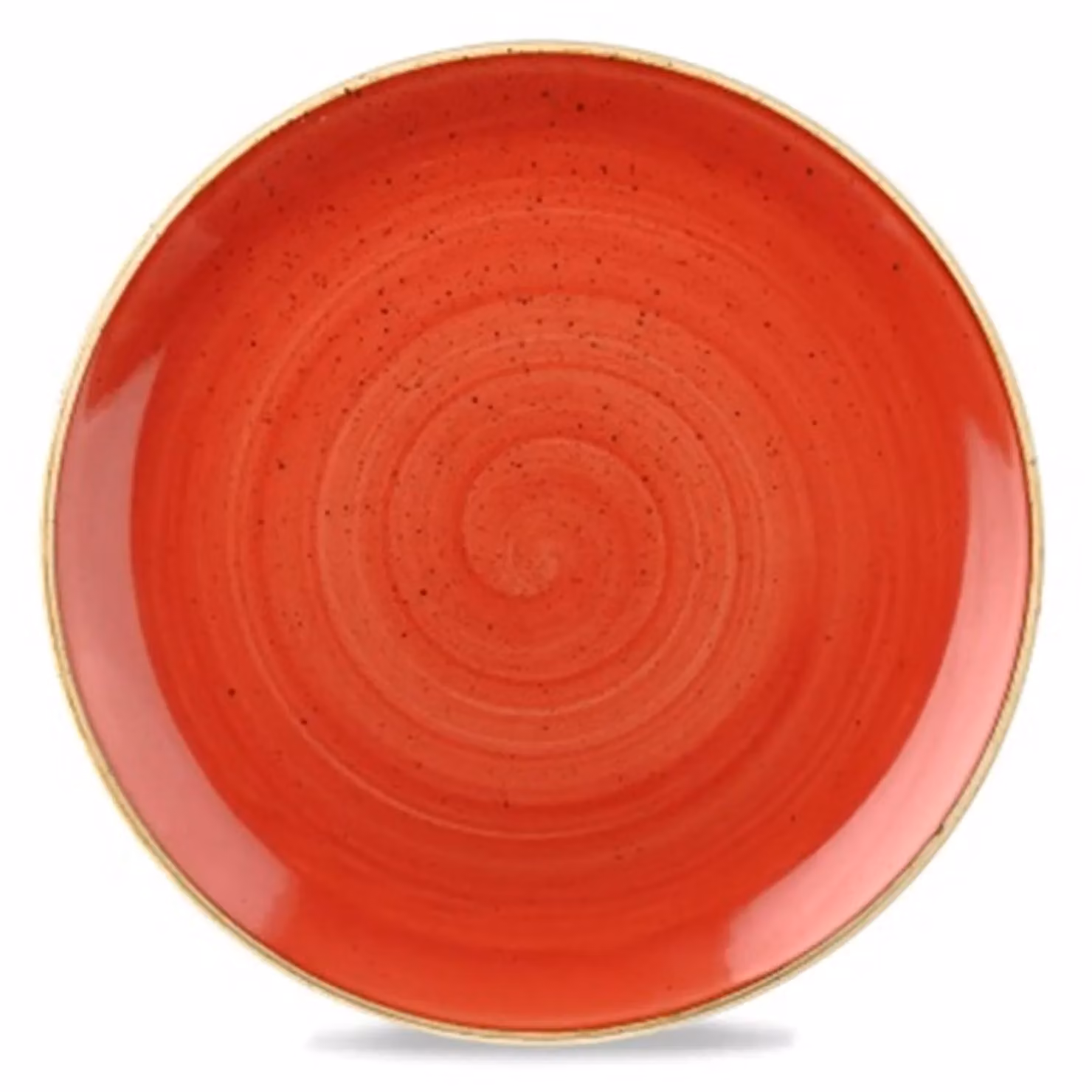 Piatto piano in porcellana rosso stone, diam. 17cm, 12 pezzi