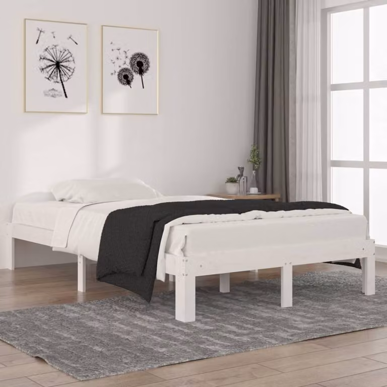 The Living Store Letto in legno massiccio di pino bianco 120x200 cm