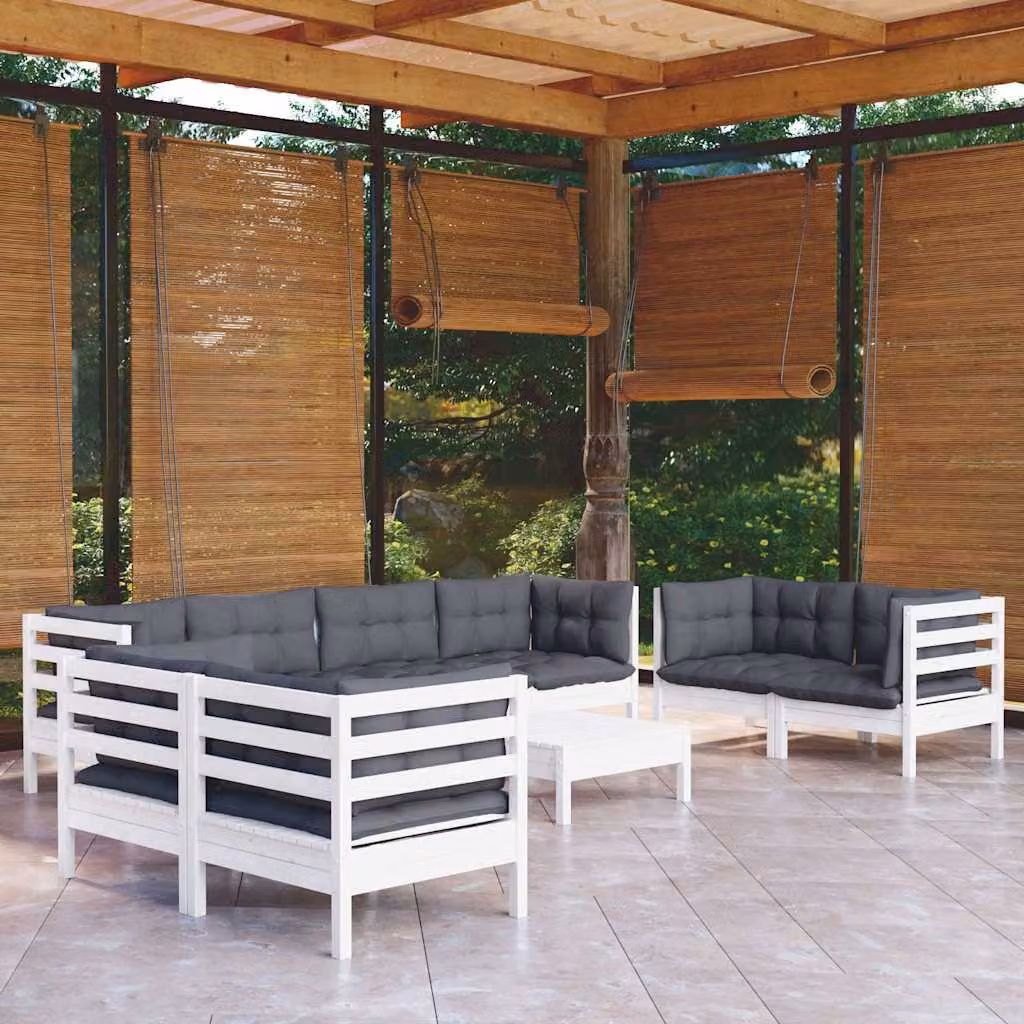 vidaXL Set Salotto da Giardino Moderno a Forma di L in Legno di Pino con Cuscini
