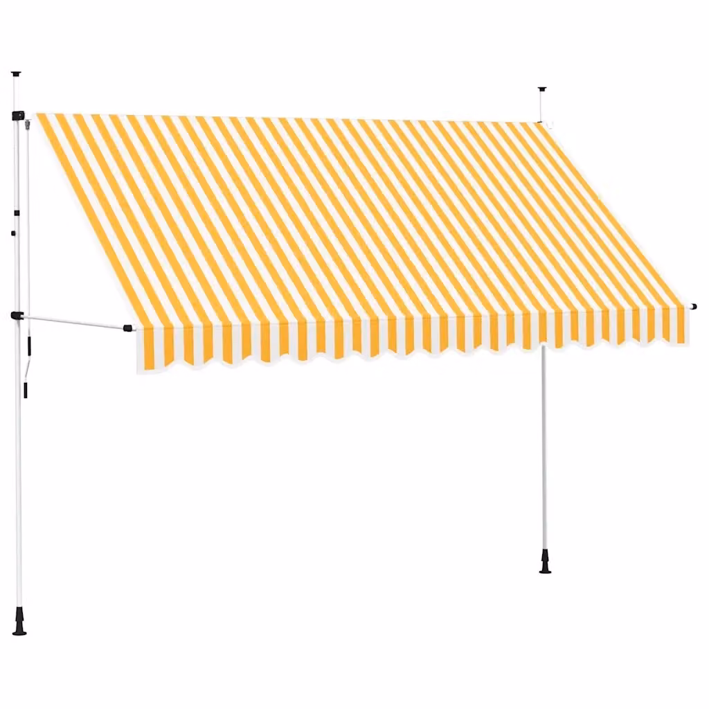 Tenda da sole retrattile manuale Videx con bracci pieghevoli in acciaio e tessuto in poliestere a strisce arancione e bianco, L: 350 cm, P: 120 cm, H: 300 cm – 2