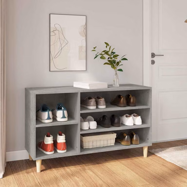Scarpiera moderna vidaXL in legno multistrato, colore grigio, L 102 cm x P 36 cm x H 60 cm