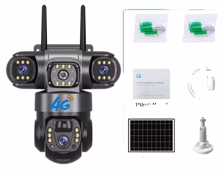 Fotocamera solare, risoluzione 15 MP, zoom 10x, fotocamera 4G con 128 GB