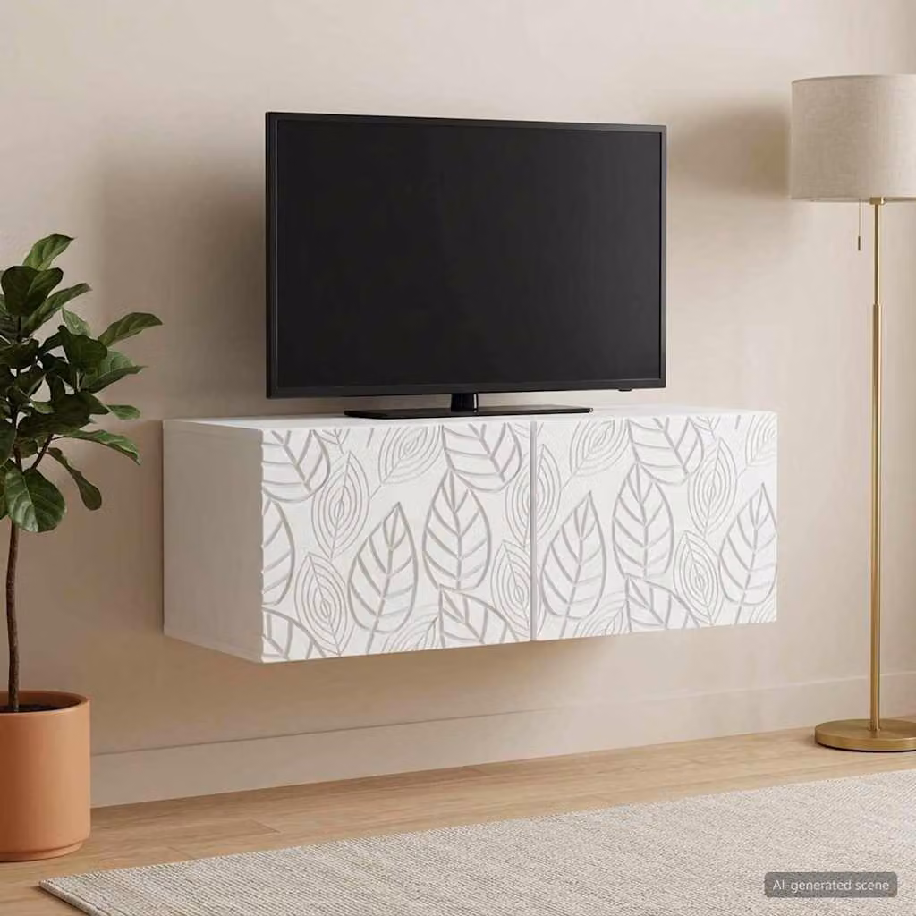 vidaXL Mobile Porta TV da Muro in Legno Bianco Stile Vintage L: 78,5 cm, P: 31 cm, H: 30 cm