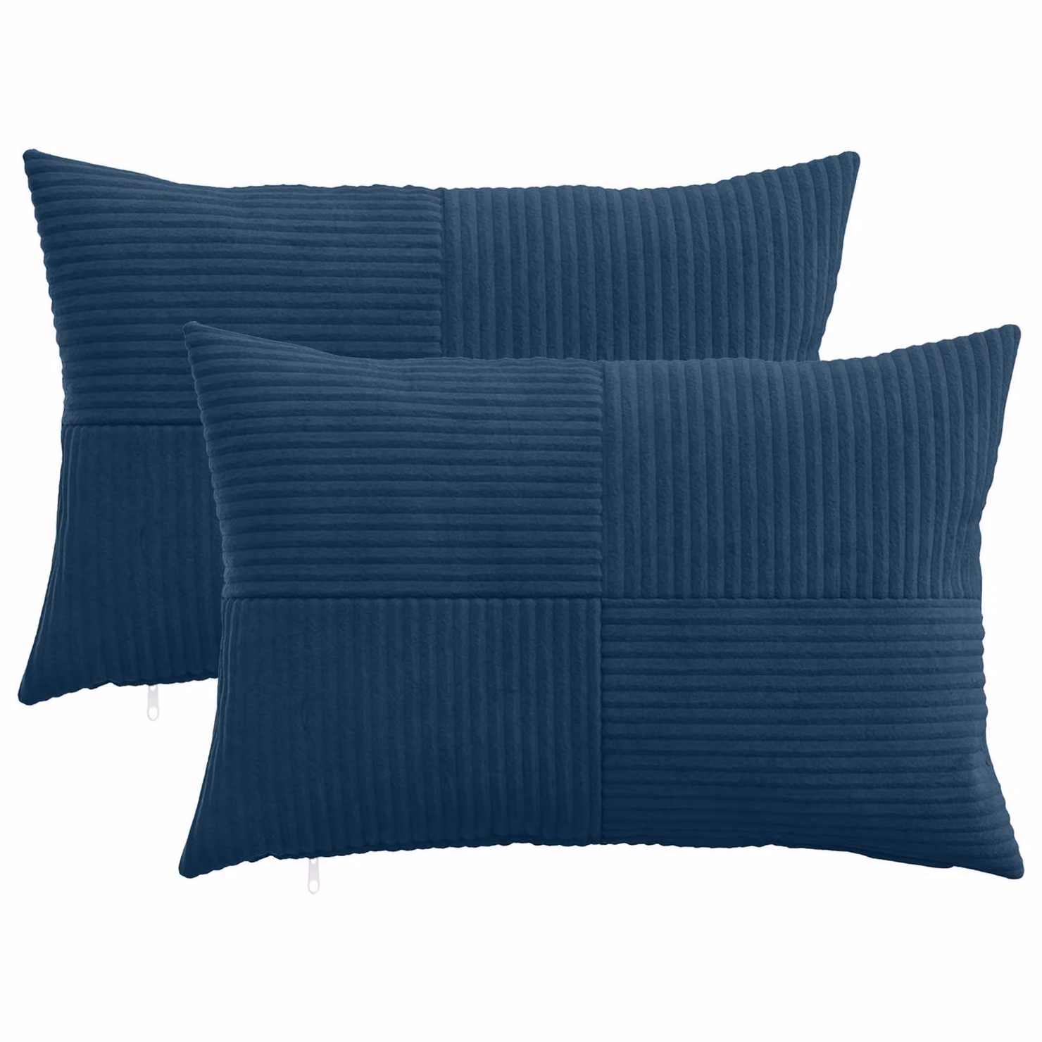 Set di 2 federe vidaXL ALMELO in velluto a coste blu navy, L 50 cm x P 30 cm