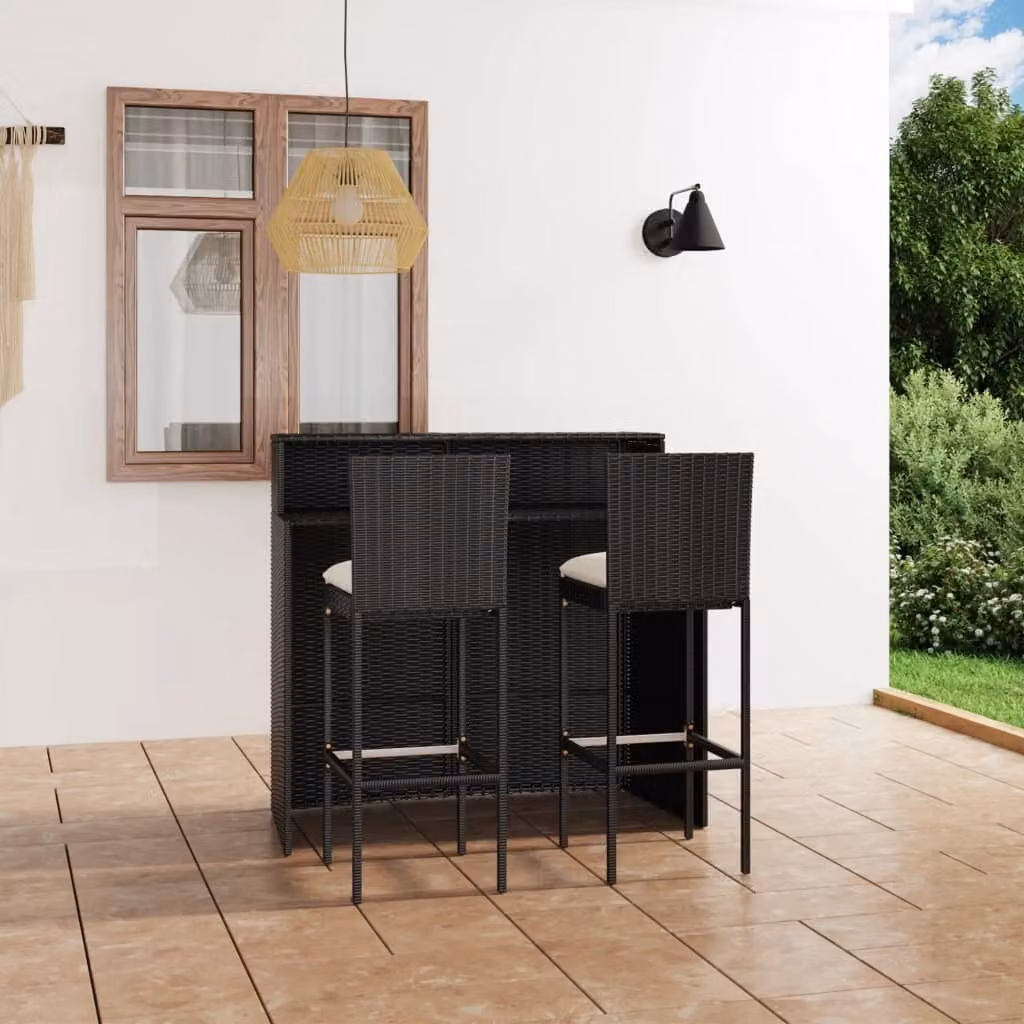 Maison Exclusive - Set da giardino da 3 pezzi con cuscini, nero