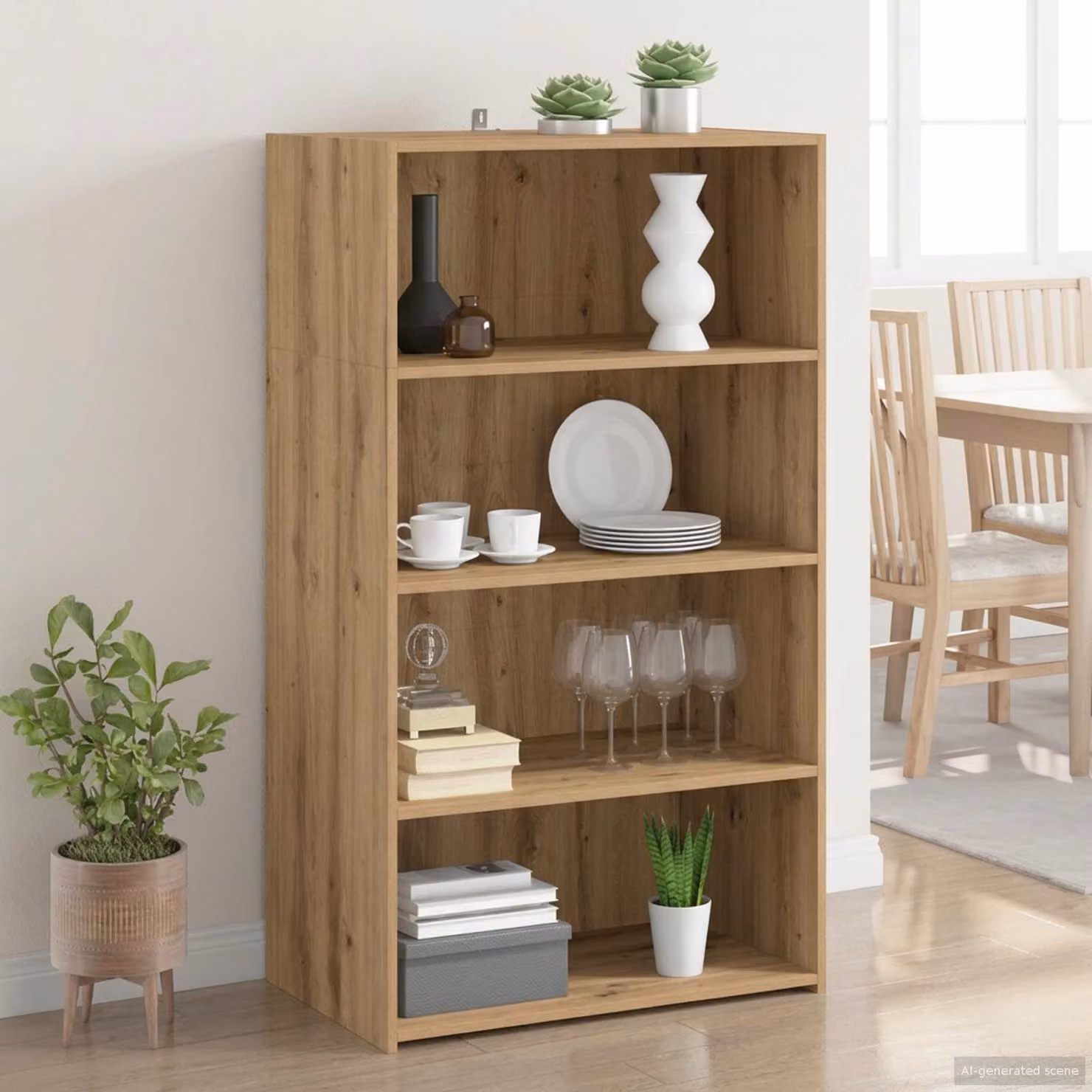 Credenza moderna vidaXL in rovere marrone con ripiani interni L: 70 cm, P: 41 cm, H: 124 cm