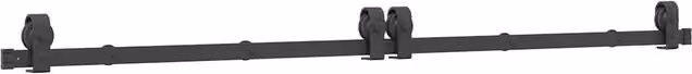 Kit di Binari per Porte Scorrevoli in Acciaio Inox Nero Opaco 200 cm CFW9513241