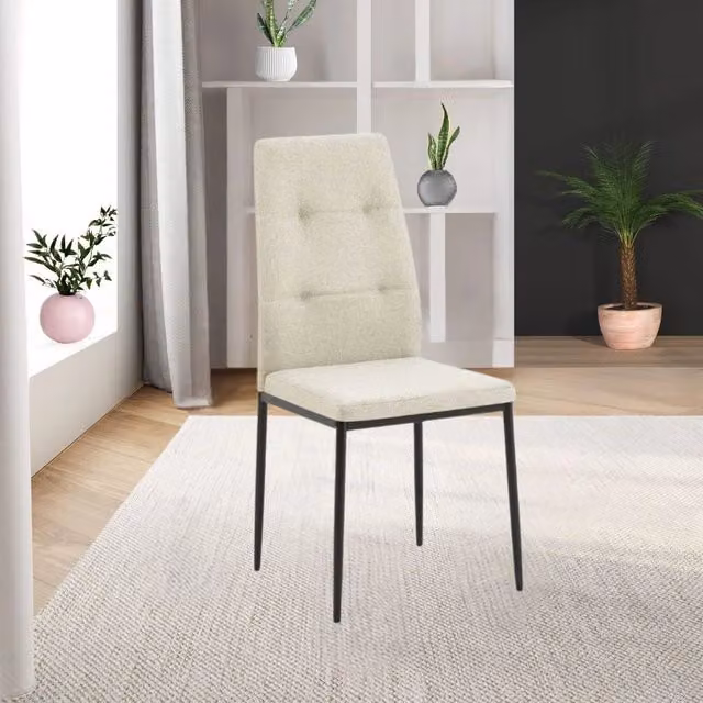 Set di 4 sedie da pranzo Adara Veriaffari in tessuto beige e metallo nero L: 63.5 cm, P: 44 cm, H: 89 cm