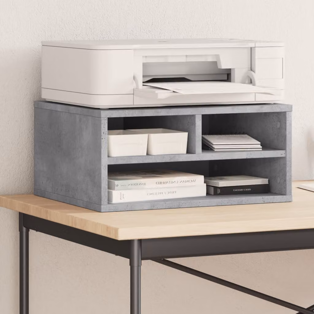 Supporto Stampante vidaXL in Legno Multistrato e MDF, Grigio Cemento, L 49 cm x P 40 cm x H 22,5 cm