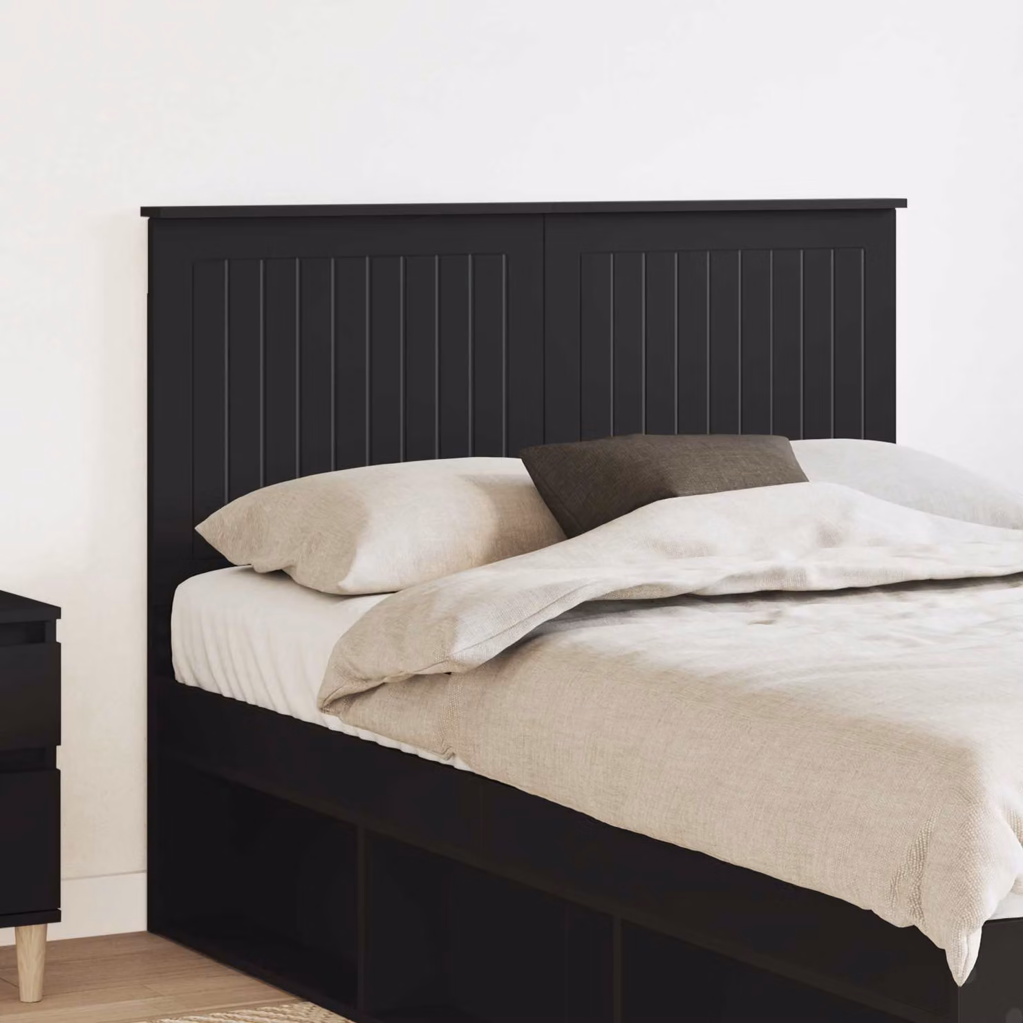 Testiera per letto moderna vidaXL in legno ingegnerizzato nero opaco