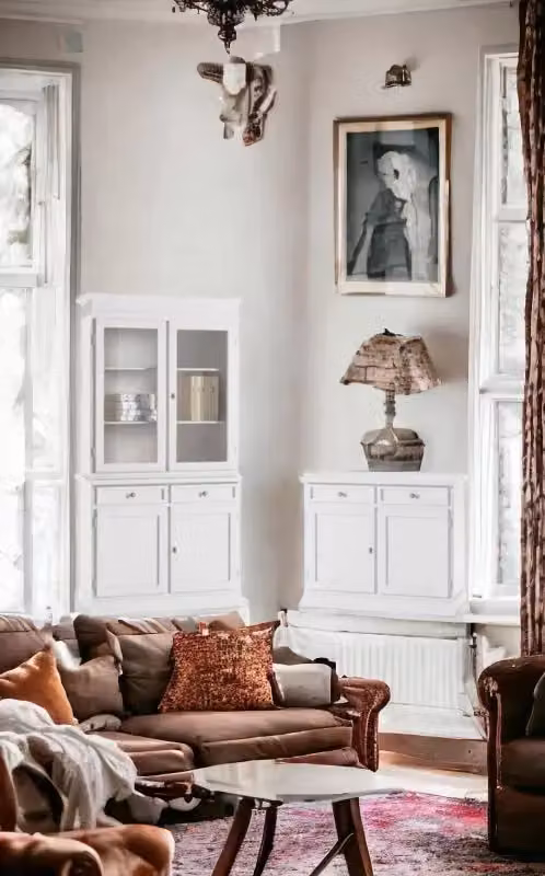 Set composto da cristalliera e credenza in legno stile shabby chic bianco opaco Mobili 2G – 1