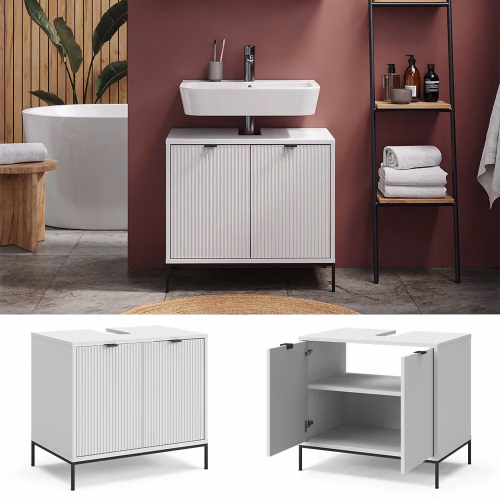 Mobiletto da bagno Vicco Eliza Bianco con 2 ante e ripiani interni L: 70 cm, P: 63 cm – 2