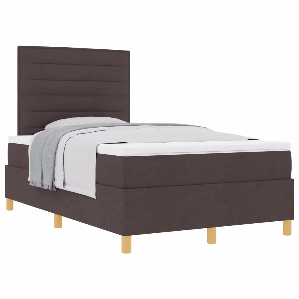 Letto a molle con testiera vidaXL in tessuto marrone con struttura in legno e molle a tasche L/P/H: 120 x 200 cm – 2