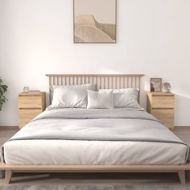 Set di 2 Comodini Design Mania in Legno Rovere Sonoma Marrone, Design Moderno a Parete, L 40 cm x P 35 cm x H 70 cm