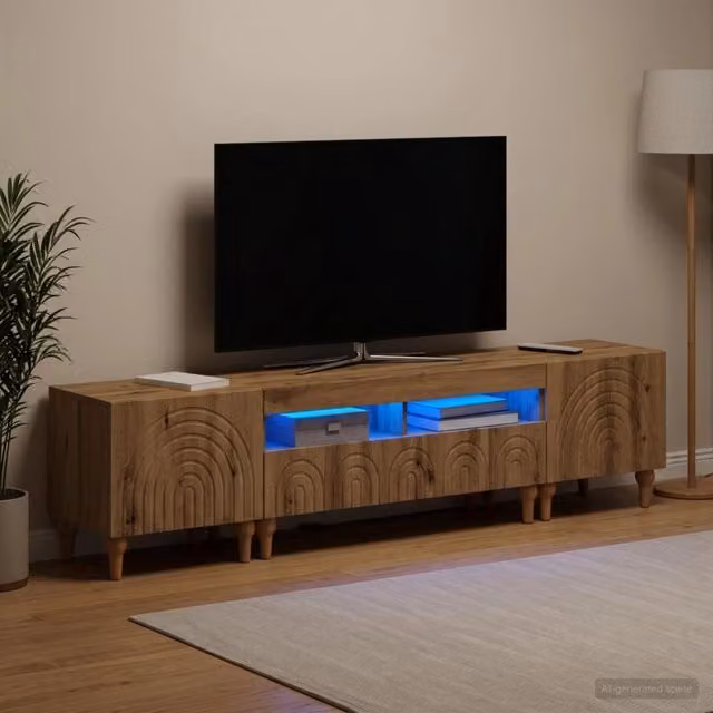 Mobile TV LED a 3 pezzi Rovere Artigianale Legno ingegnerizzato 3416509
