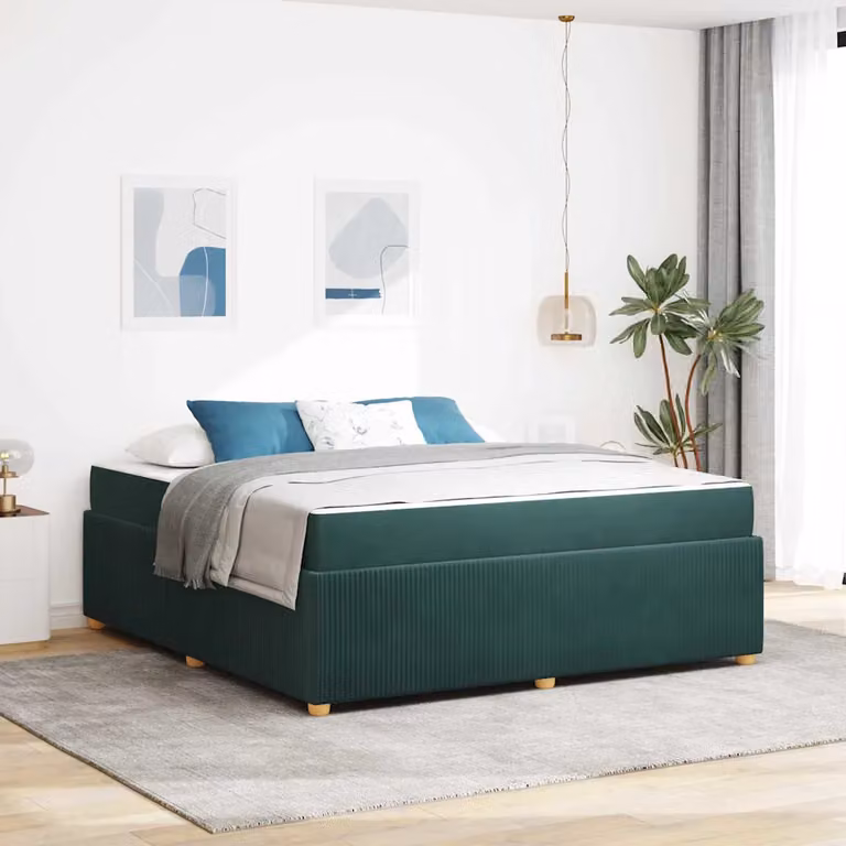 Struttura del letto moderna vidaXL in tessuto verde con legno, L 180 x P 200 cm