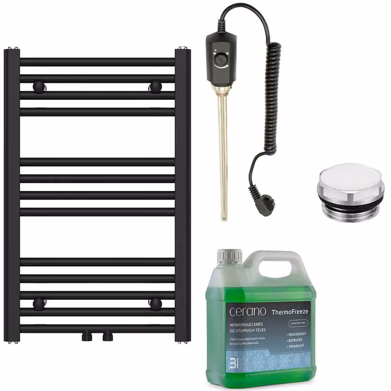Set di radiatori elettrici da bagno Benito - 300W - nero opaco - 700x450 mm