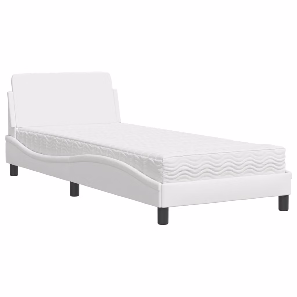 Letto con Materasso Dover Bianco 80x200 cm in Pelle finta