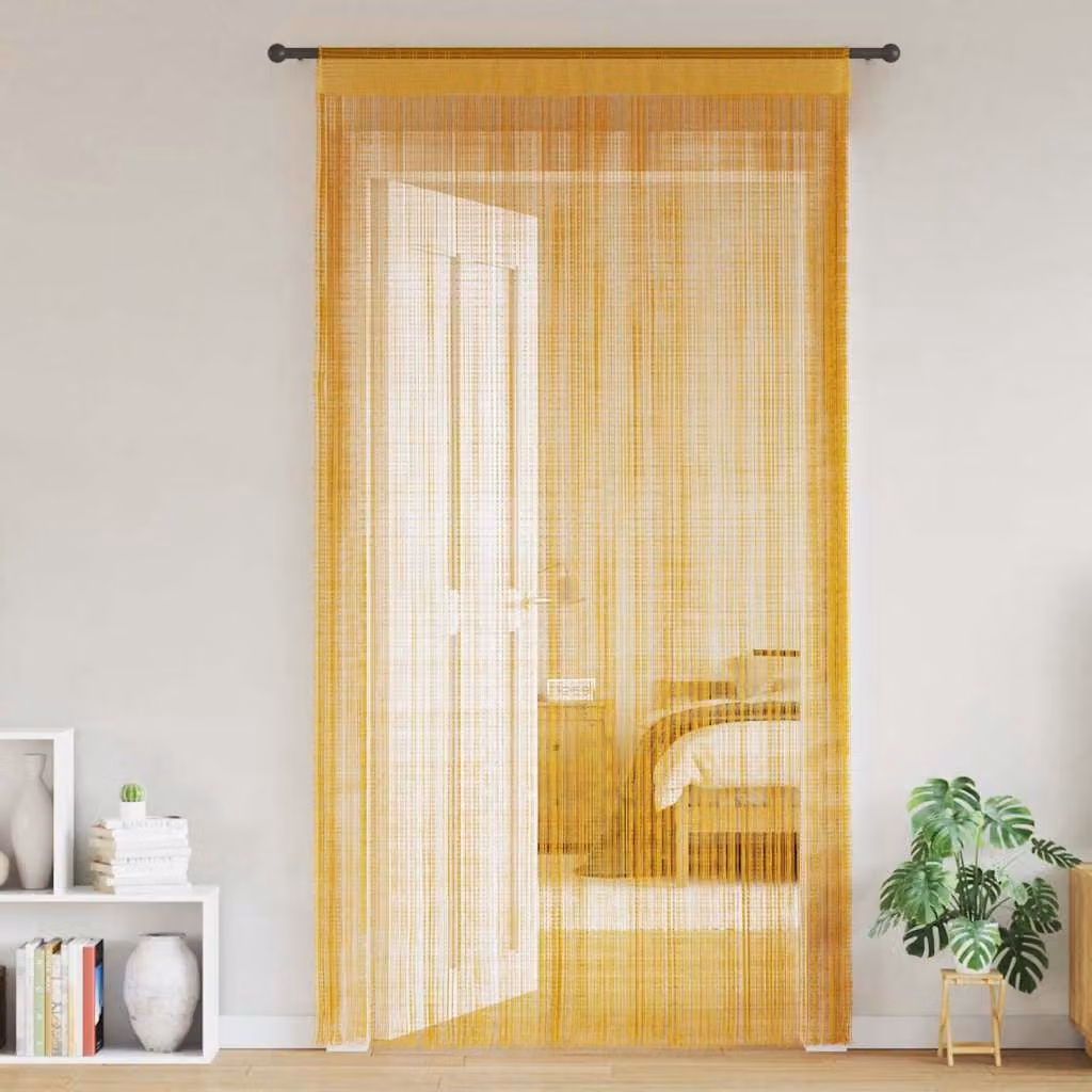 Set di 2 tende semitrasparenti vidaXL in poliestere color oro, L: 140 cm, H: 250 cm