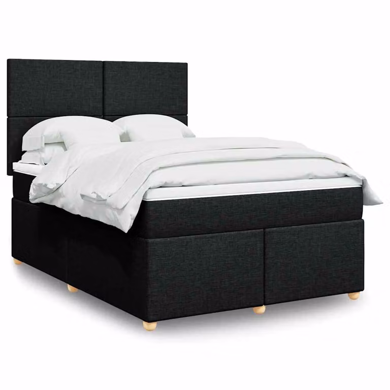 vidaXL Giroletto a Molle Ibrido con Materasso in Tessuto Nero L/P/H: 160 x 200 x 76,5 cm