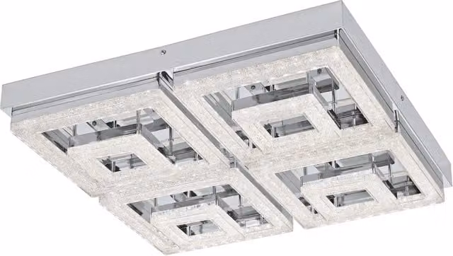 Plafoniera Moderna Fradelo Acciaio Cromo Luce Led Integrato 46,5W