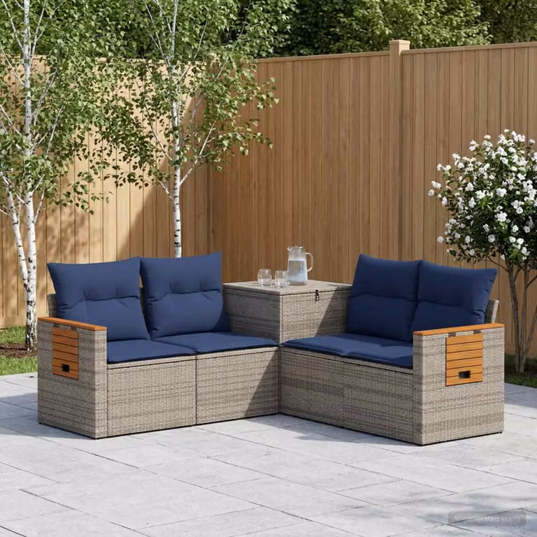 vidaXL Set di divani 5 pz Grigio e Blu Navy 179 x 179 x 85 cm