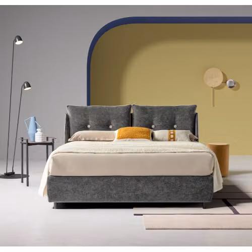 Letto matrimoniale imbottito fisso o con contenitore Nefi Italia - Tecla