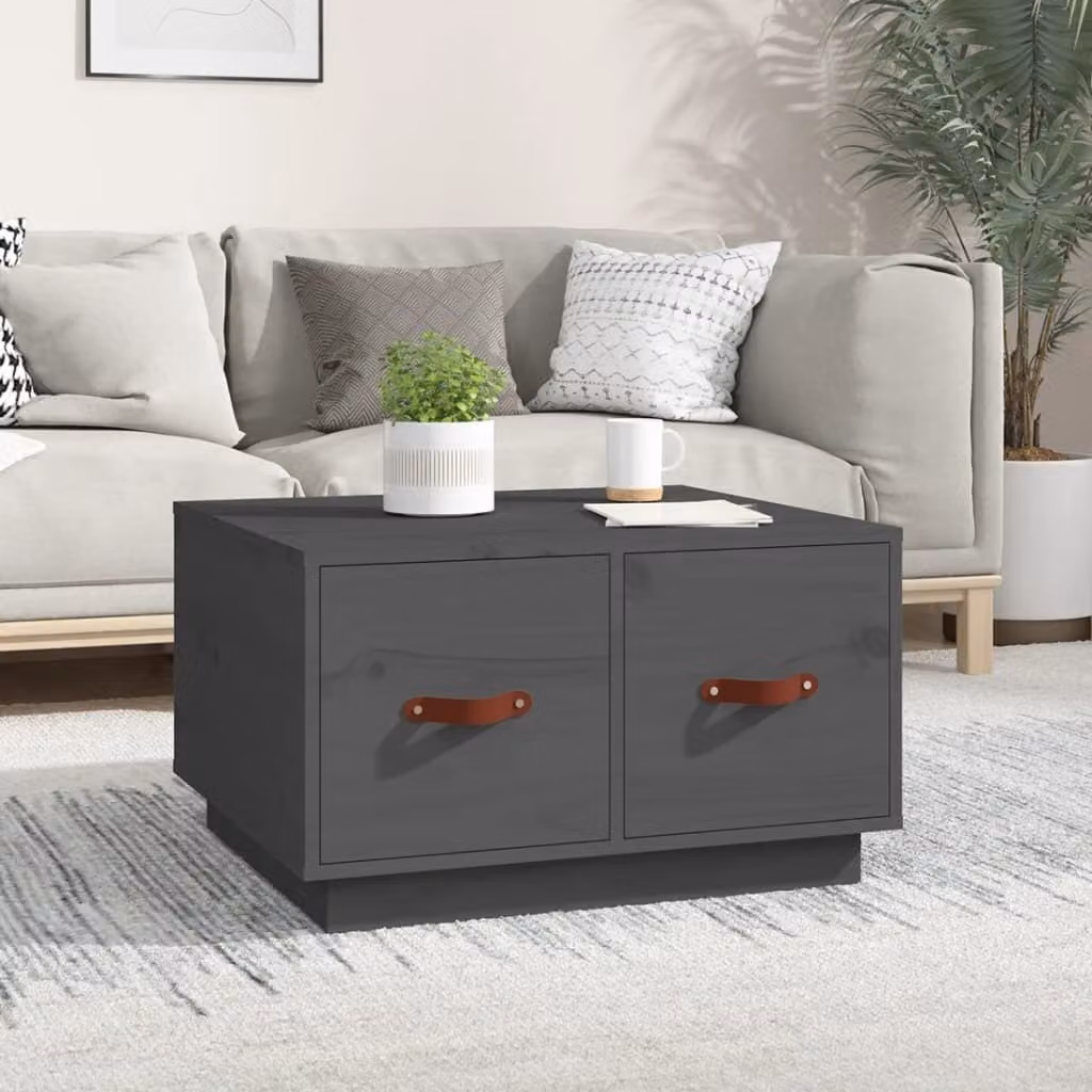 Maison Exclusive - Tavolino da caffè grigio, 60x53x35 cm, in legno massello di pino
