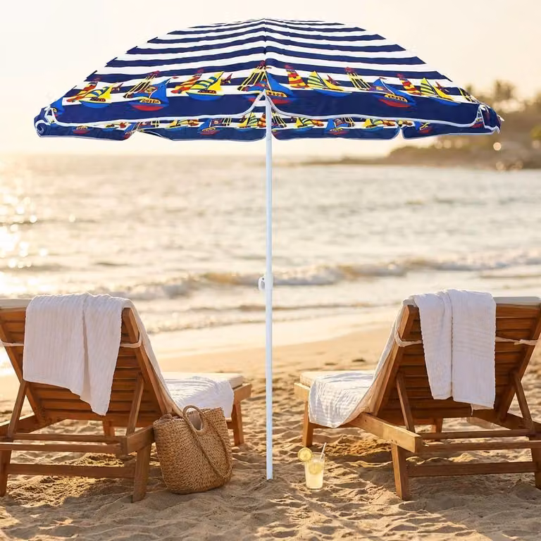 Milani Home - ombrellone da spiaggia diametro 1,8 m con palo centrale in acciaio, inclinabile, multicolor, per mare, campeggio e giardino