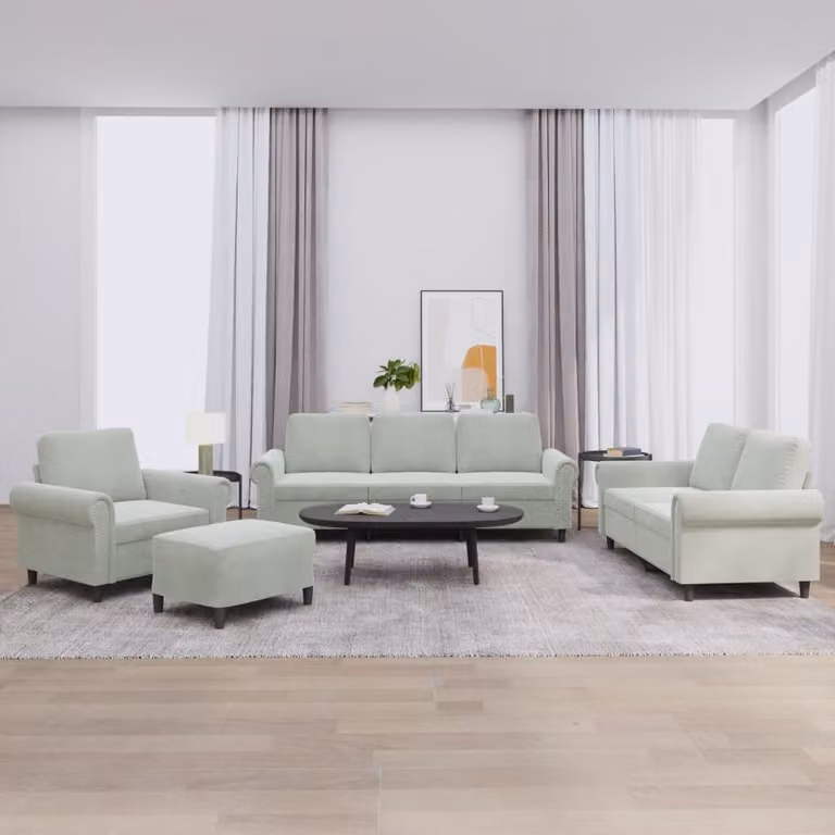 Maison Exclusive - Set divano 4 pezzi con cuscini in velluto grigio chiaro