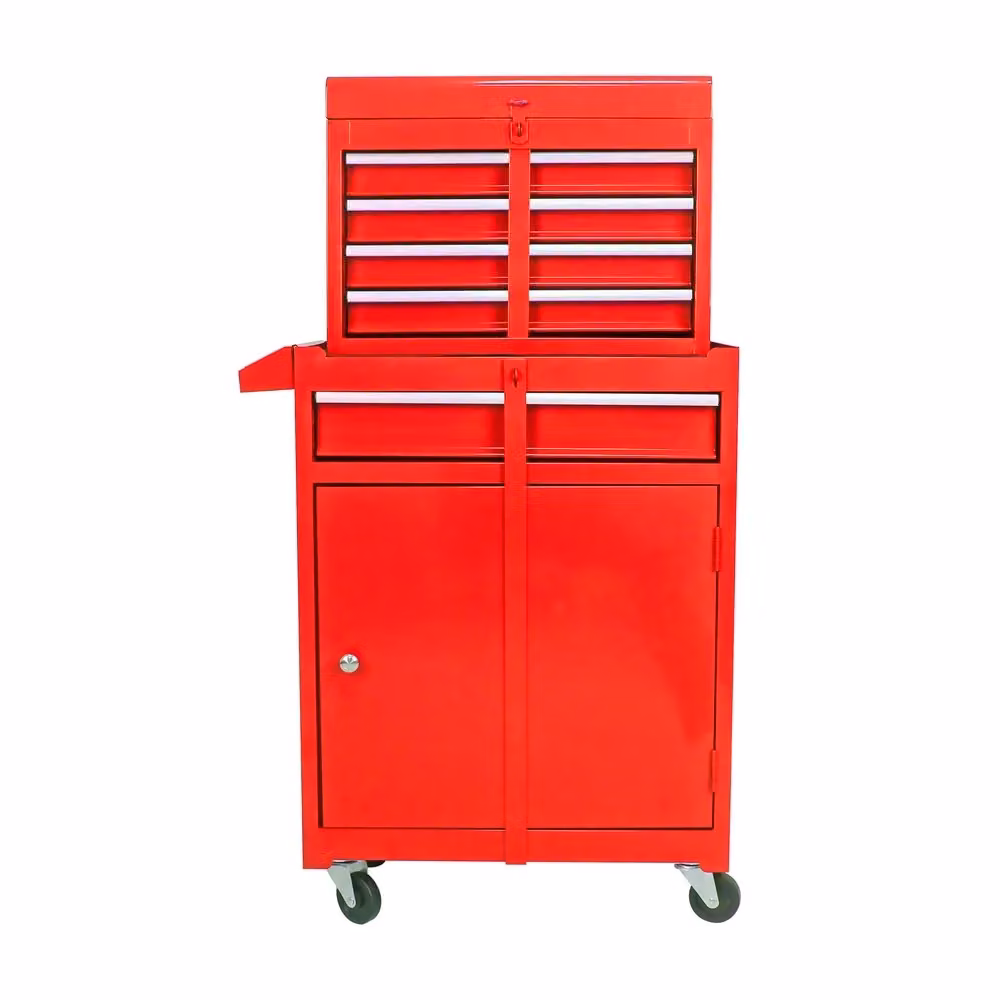 Cassettiera Mobile con Ruote e Ripiani Regolabili MINIMAL in Acciaio Rosso L: 102 cm, P: 58,5 cm, H: 100 cm – 2