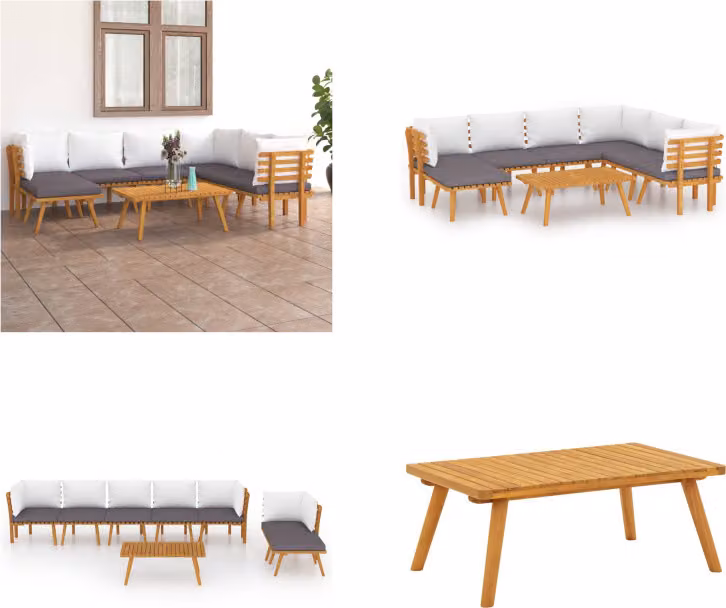 vidaXL set salotto da giardino 8 pezzi con cuscini in legno massiccio di acacia - Set salotto da giardino - Set salotto da giardino - Mobili da giardino - Mobili da giardino