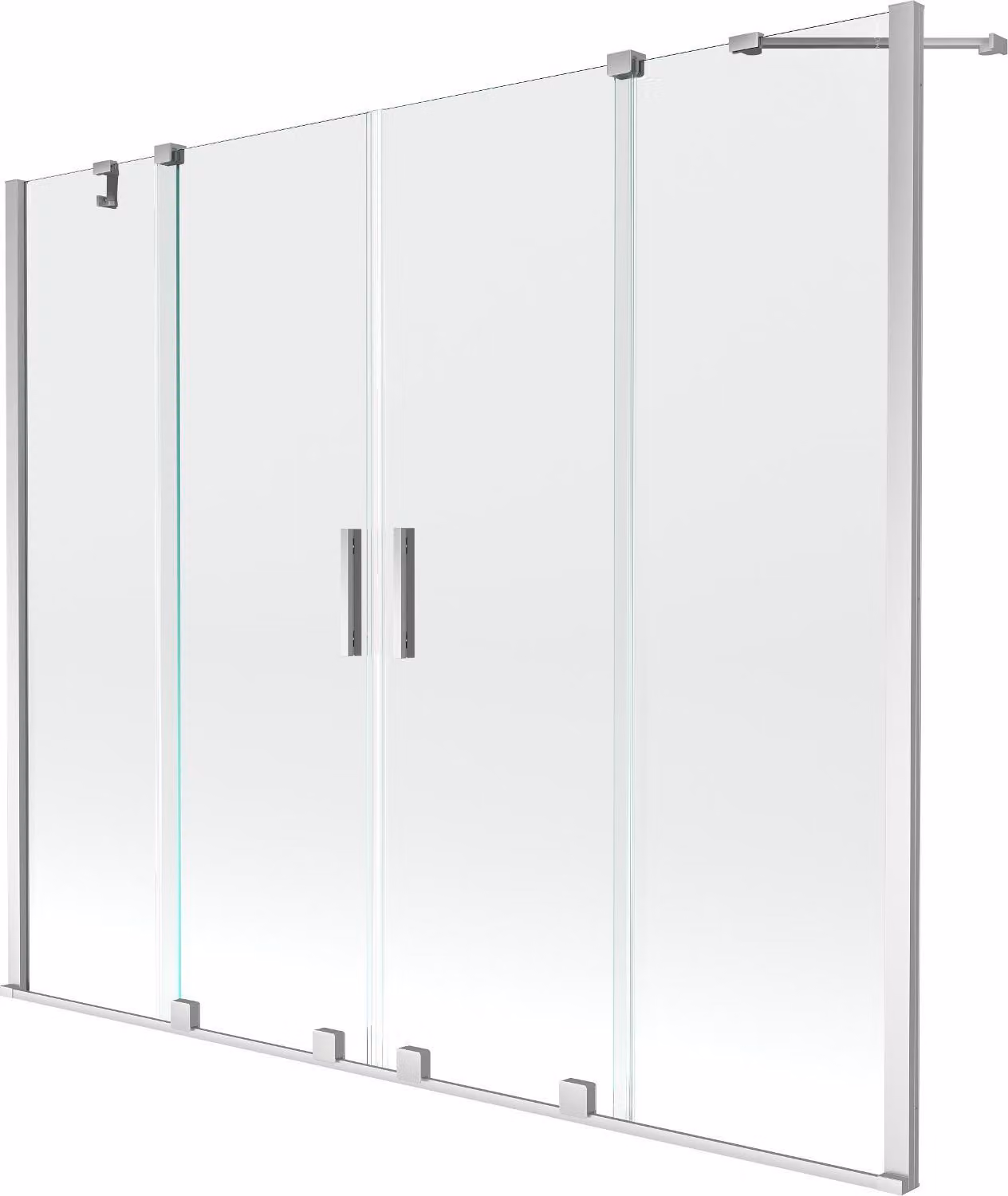 Mexen Velar Duo paratia vasca da bagno a 2 pannelli scorrevoli 200 x 150 cm, trasparente, cromo - 896-200-000-02-01