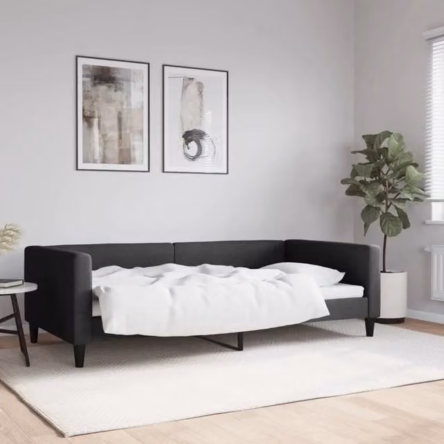 Letto da giorno moderno vidaXL in tessuto nero L: 200 cm, P: 110 cm, H: 68 cm – 1
