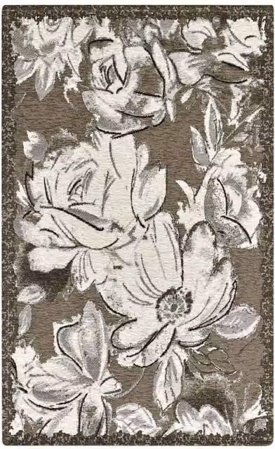 Tappeto moderno floreale ASTER FANGO di Pierre Tappeti in ciniglia beige, lavabile e antiscivolo, L: 200 cm x P: 280 cm