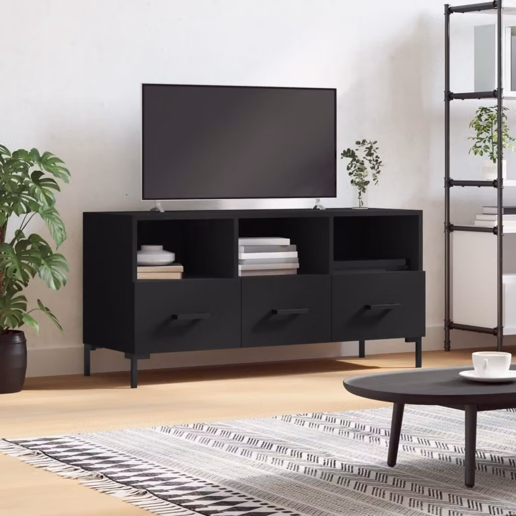 vidaXL Mobile Porta TV Nero in Legno e Metallo L: 102 cm, P: 36 cm, H: 50 cm