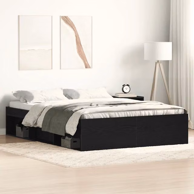 Giroletto senza Materasso Rovere Nero 120x190 cm Truciolato 3329337