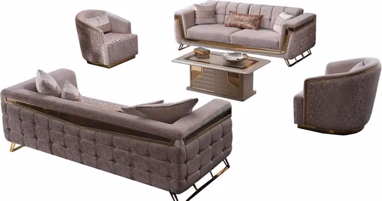 Sofa Couch Sofagarnitur Wohnbereich Wohnzimmer-Set Couchtische Sessel 5tlg