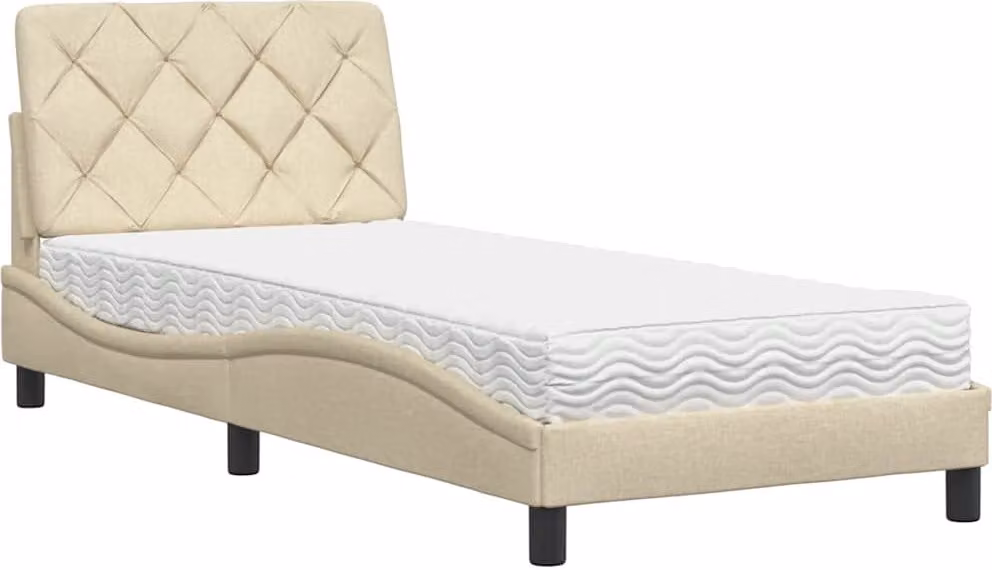 SYFAX™ Letto con Materasso Crema 90x200 cm in Tessuto